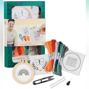 Dooodle Hog Upcycle Embroidery My Pronouns Kit Embroidery Kit